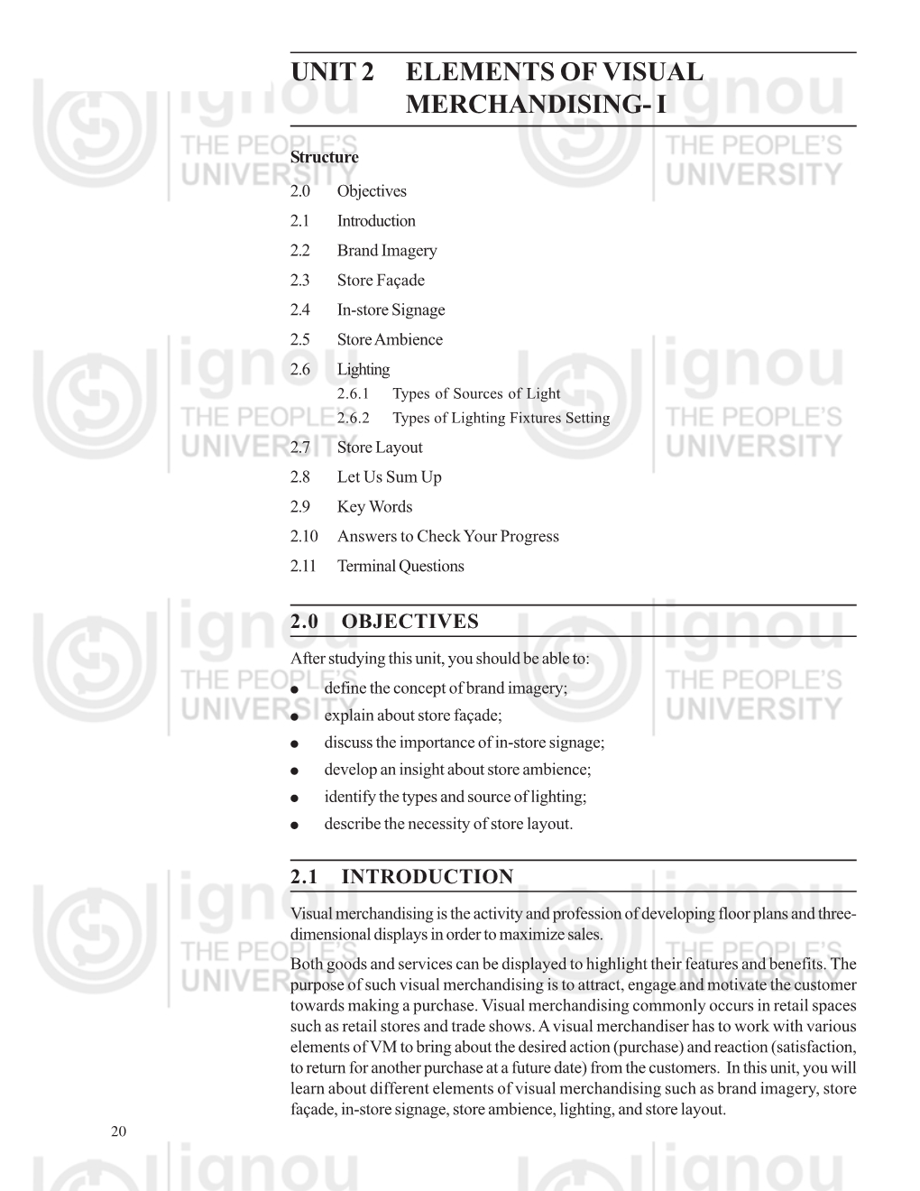 Unit 2 Elements of Visual Merchandising- I