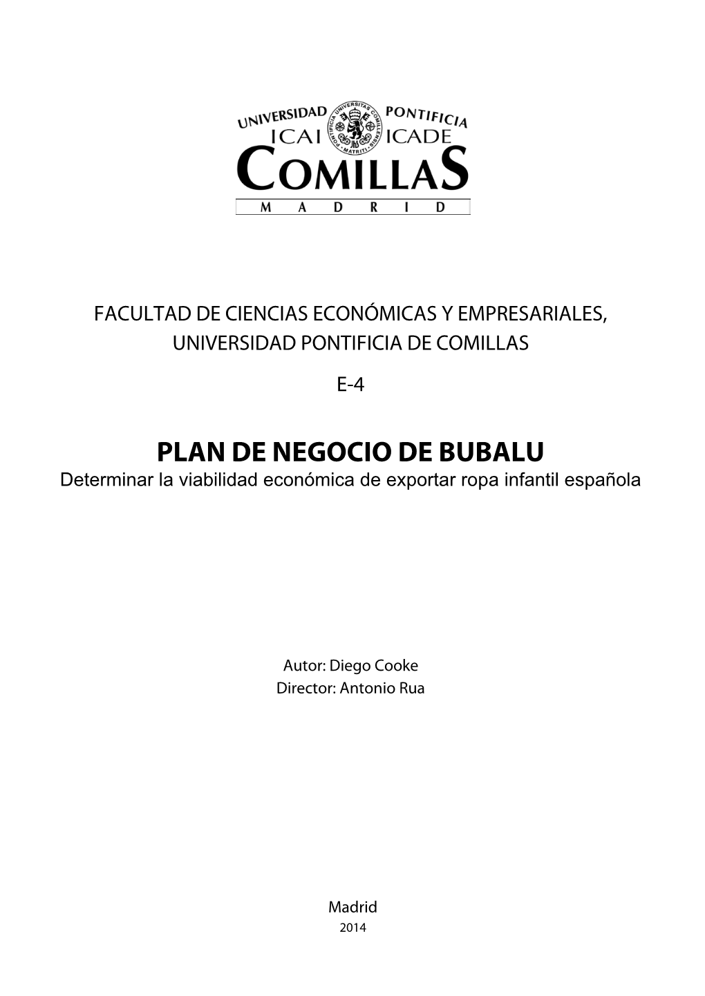 PLAN DE NEGOCIO DE BUBALU Determinar La Viabilidad Económica De Exportar Ropa Infantil Española