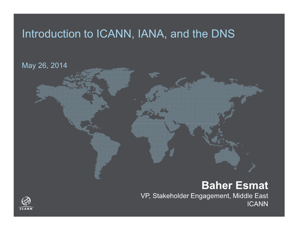 Introduction to ICANN, IANA, and the DNS