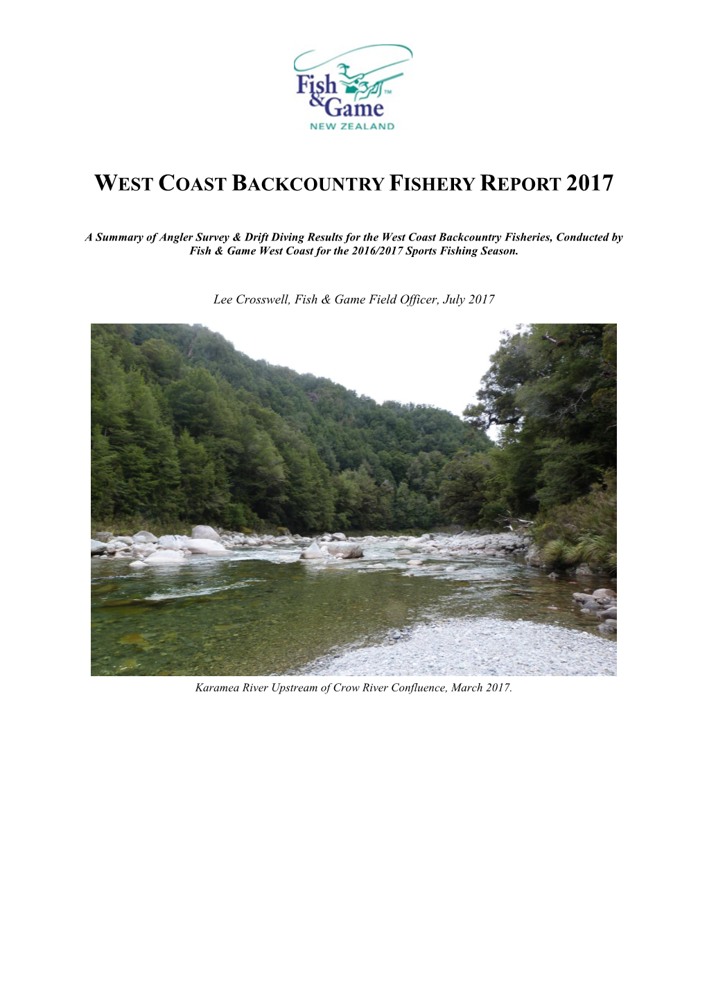 West Coast Backcountry Fishery Report 2017