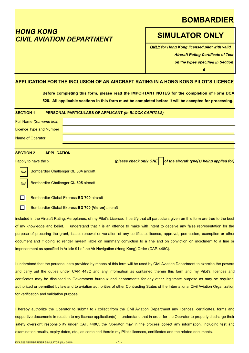 SECTION 1 PERSONAL PARTICULARS of APPLICANT (In BLOCK CAPITALS)