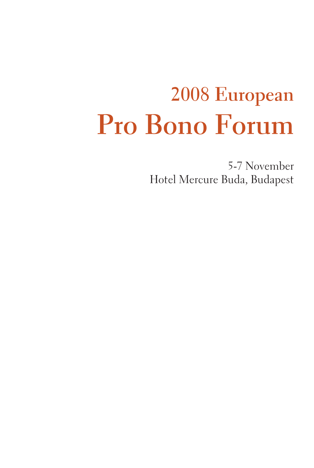 Pro Bono Forum