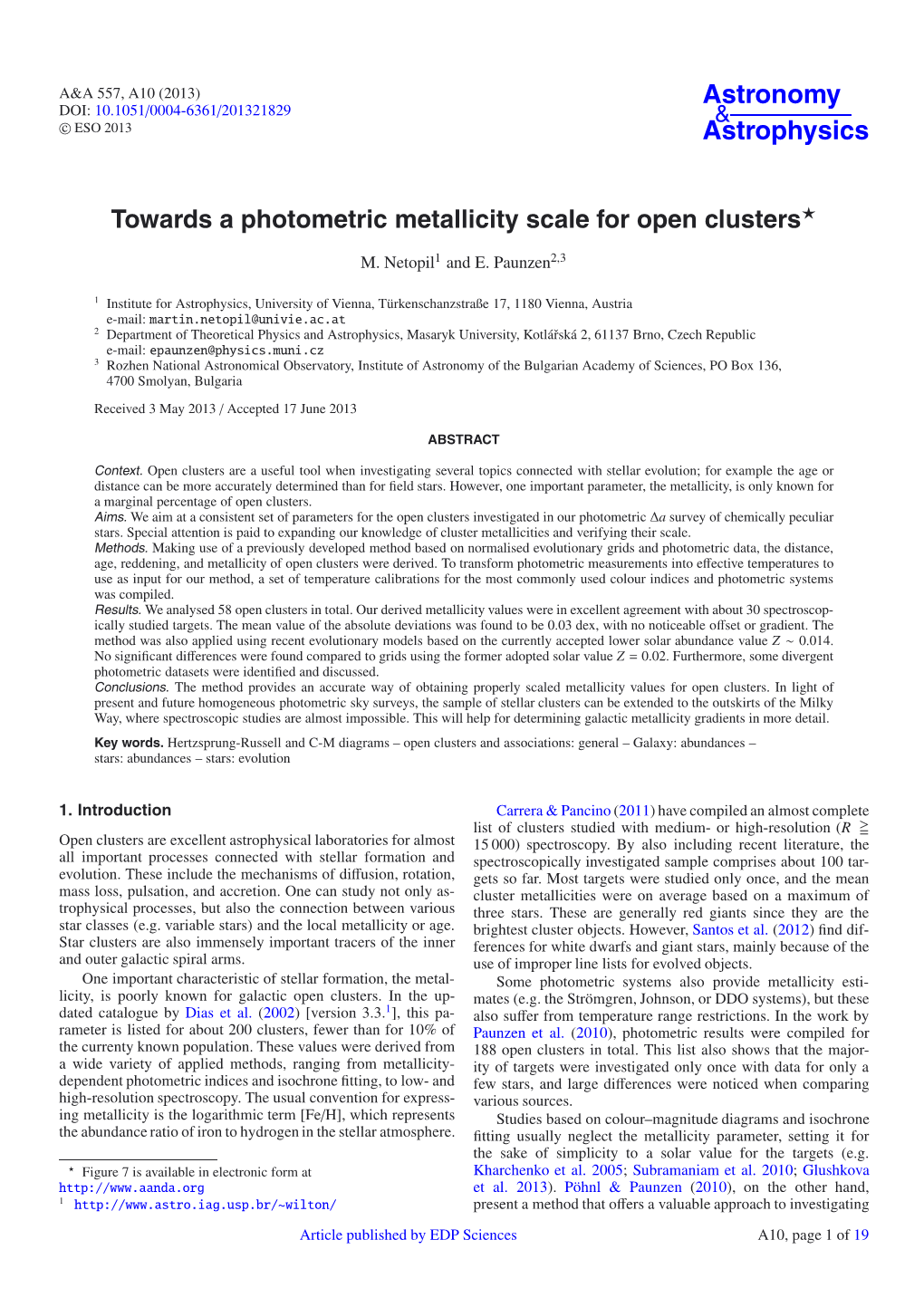 Towards a Photometric Metallicity Scale for Open Clusters⋆