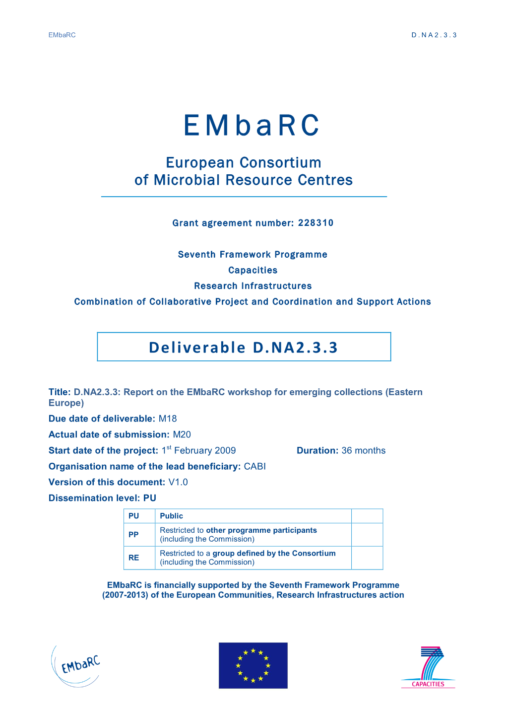 Participants PP (Including the Commission) Restricted to a Group Defined by the Consortium RE (Including the Commission)