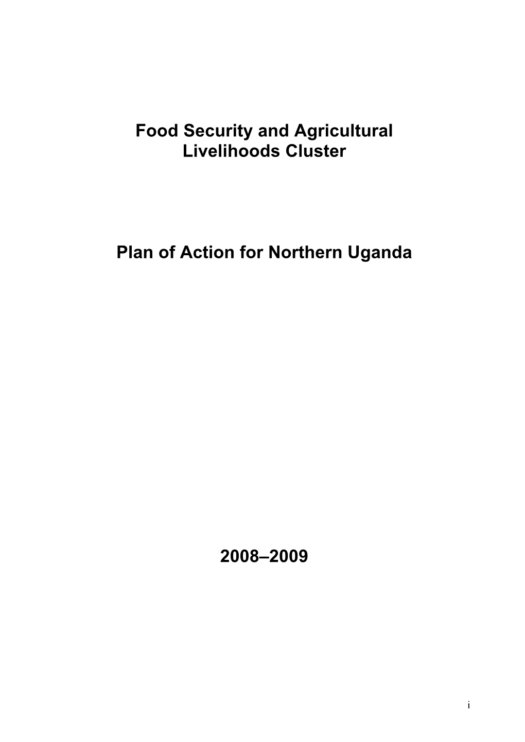 Plan of Action for Northern Uganda