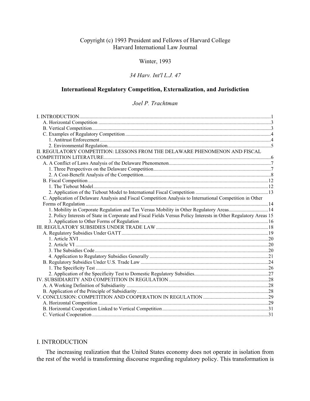 International Regulatory Competition, Externalization, and Jurisdiction