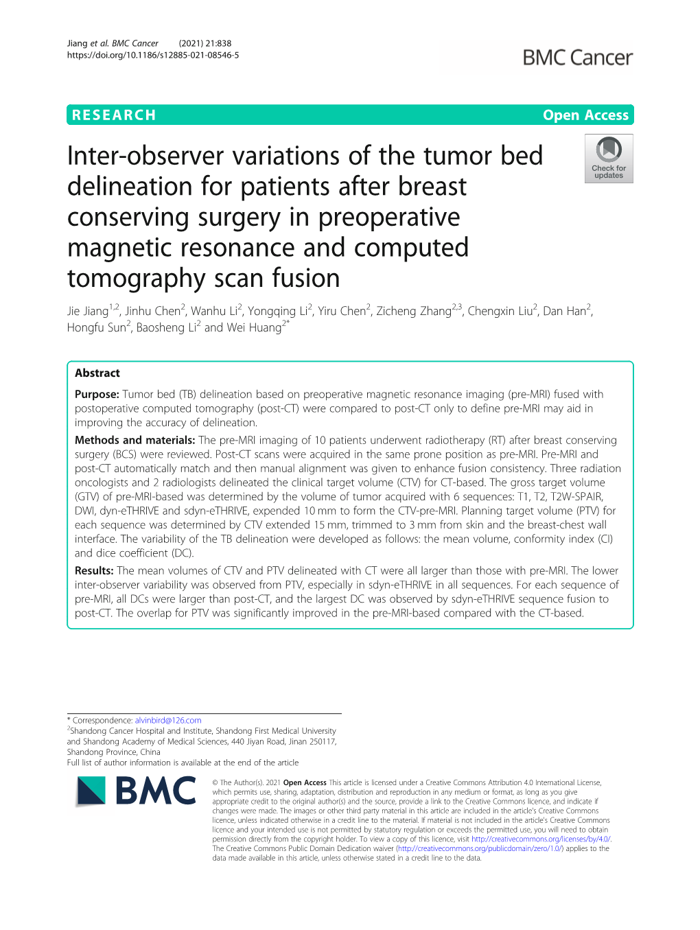 Inter-Observer Variations of the Tumor Bed Delineation For