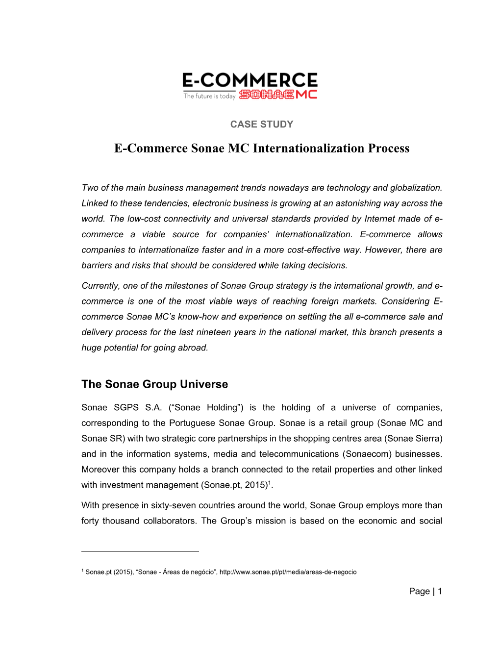 E-Commerce Sonae MC Internationalization Process