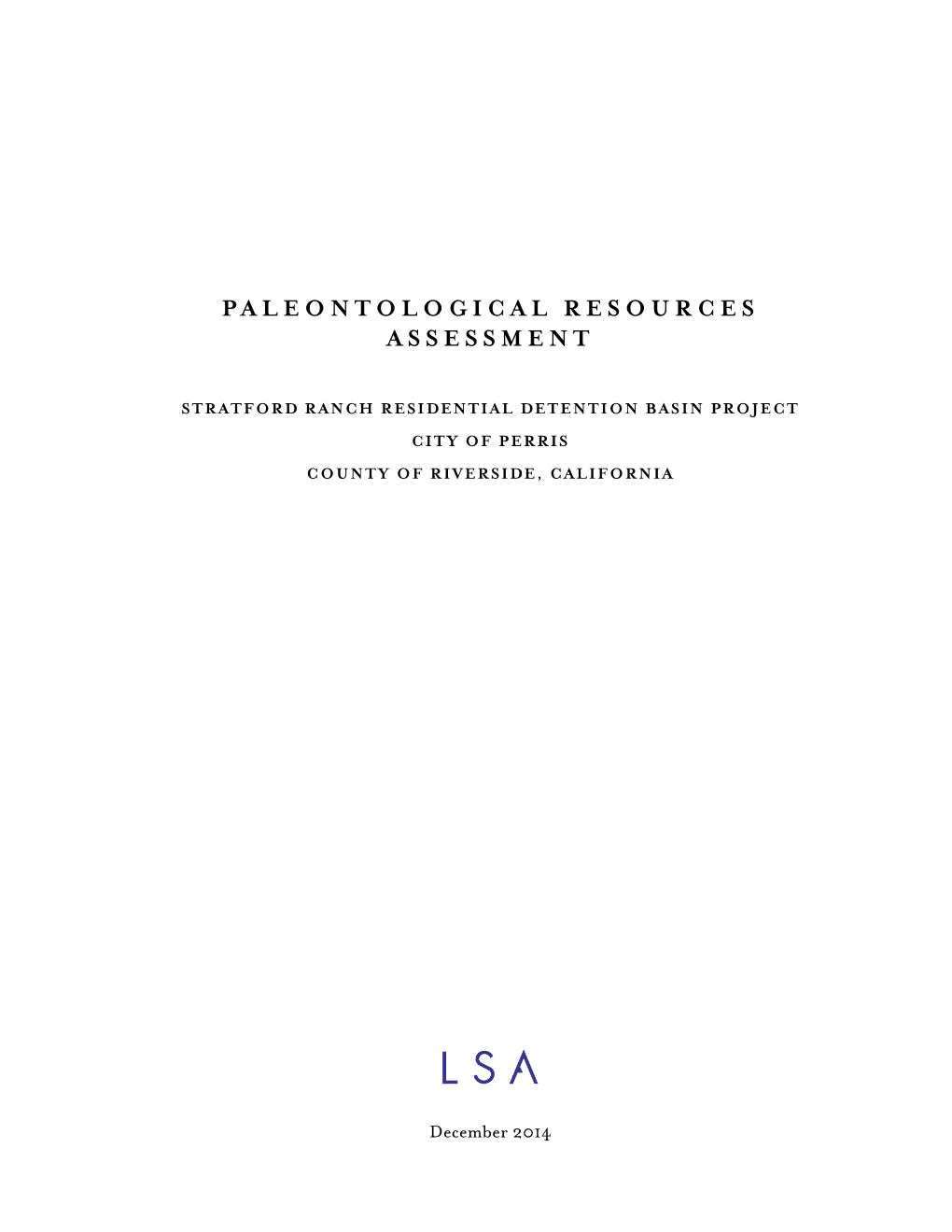 Paleontological Resources Assessment