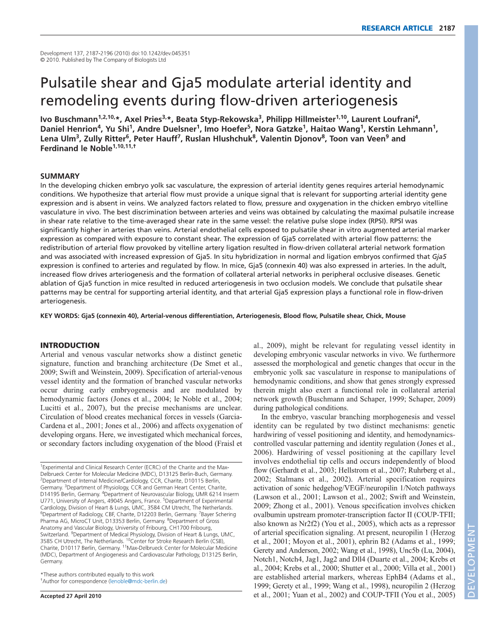 Pulsatile Shear and Gja5 Modulate Arterial Identity and Remodeling