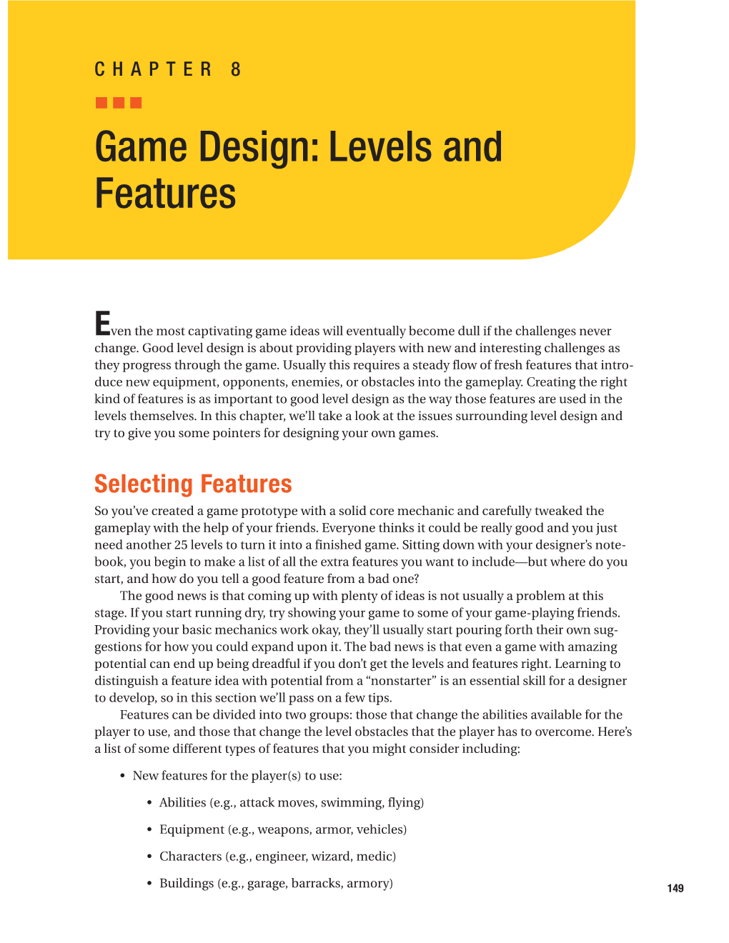 Game Design: Levels and Features