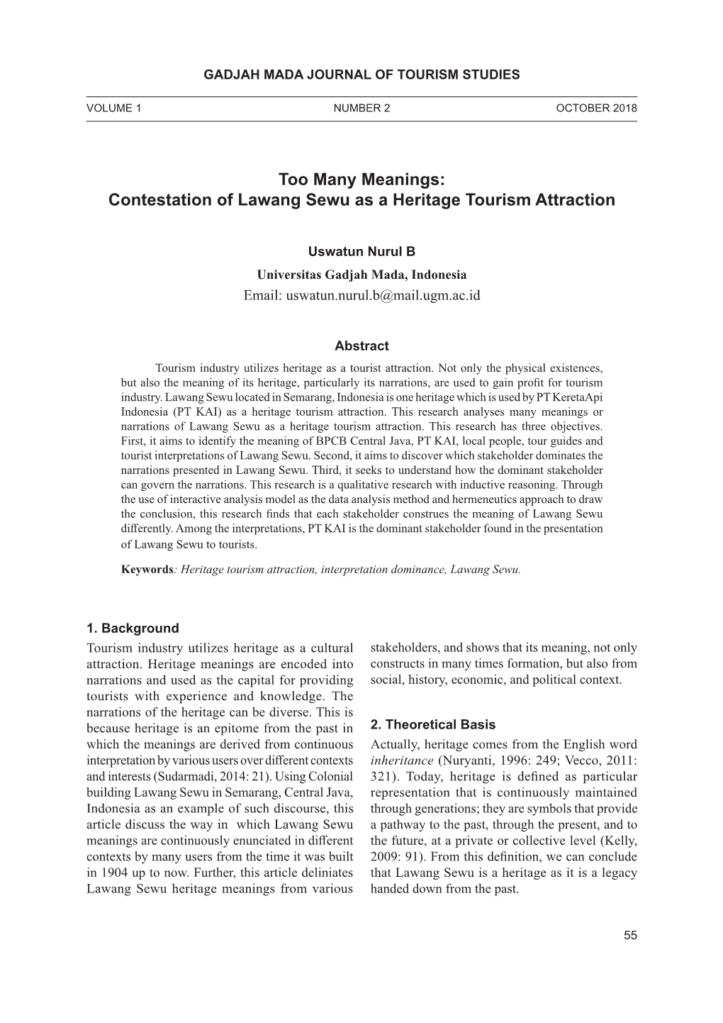 Too Many Meanings: Contestation of Lawang Sewu As a Heritage Tourism Attraction