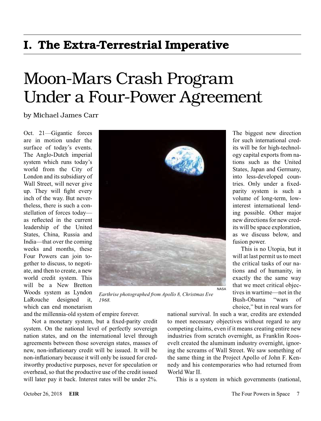 Moon-Mars Crash Program Under a Four-Power Agreement by Michael James Carr