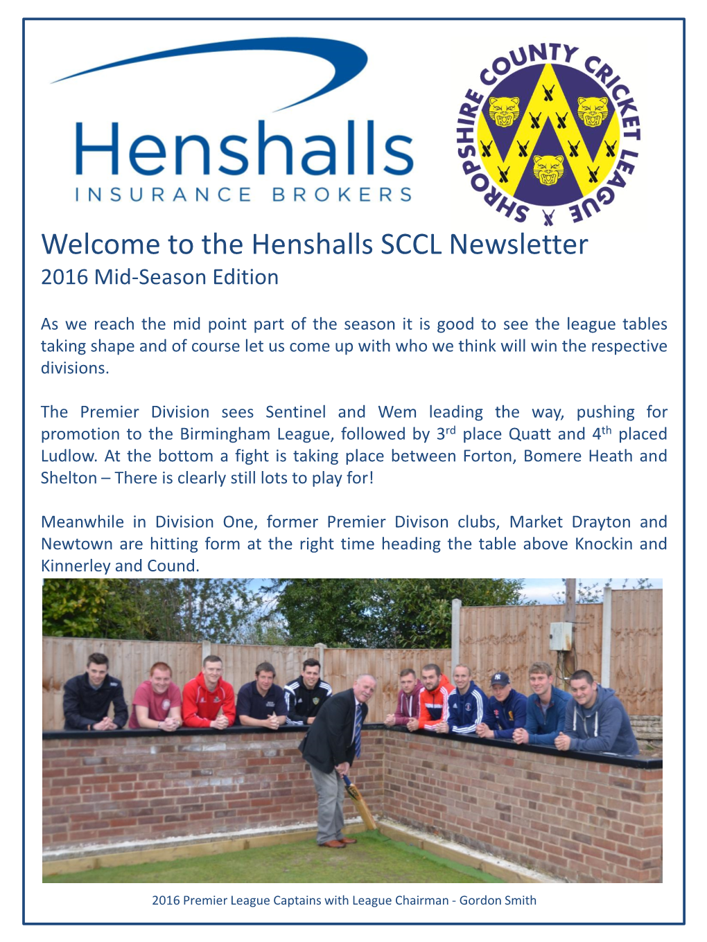 The Henshalls SCCL Newsletter 2016 Mid-Season Edition