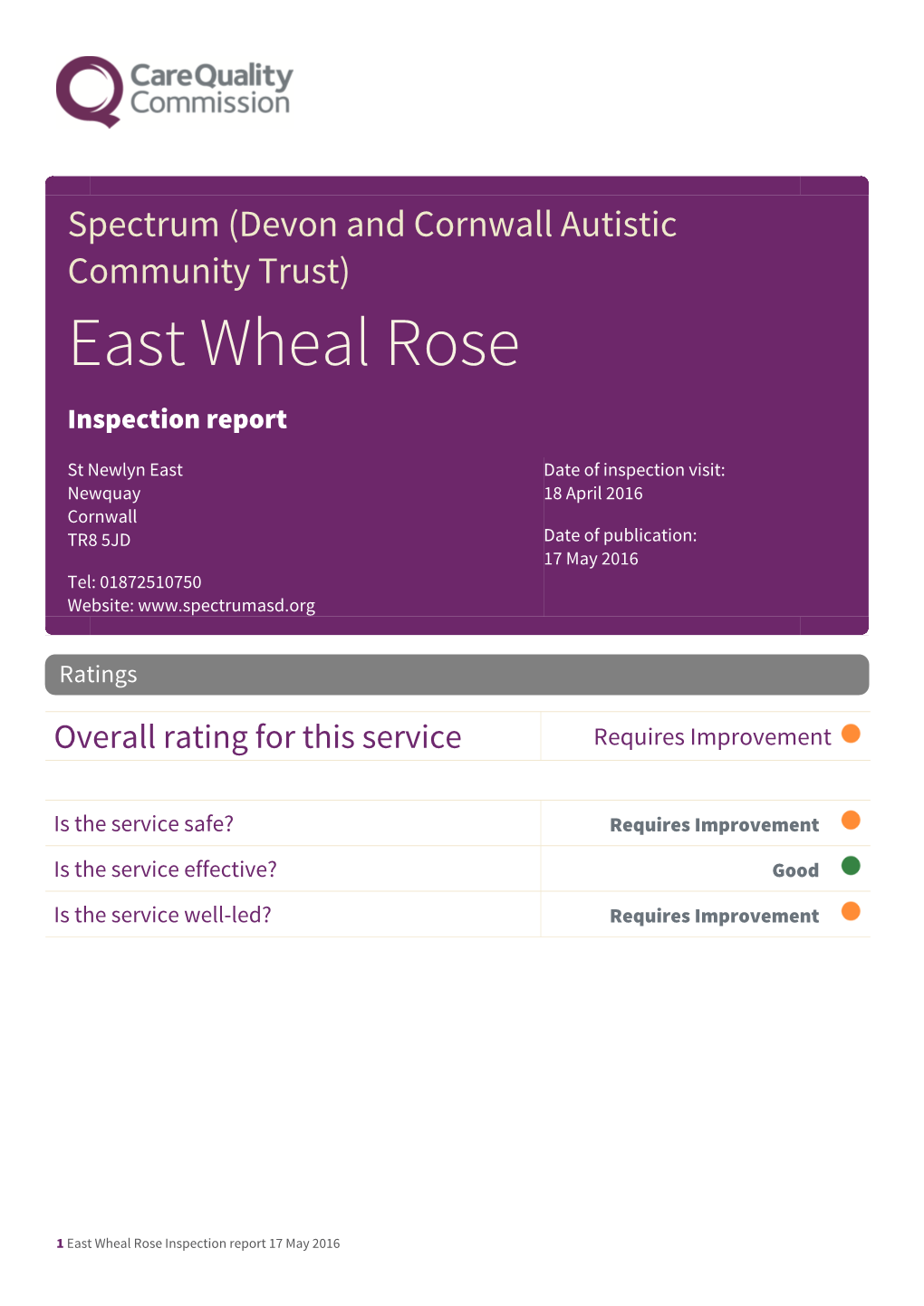 East Wheal Rose Inspection Report