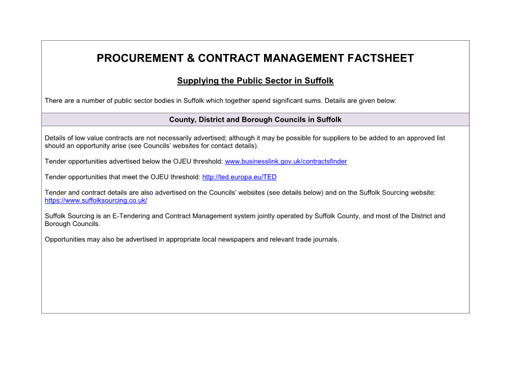 Procurement & Contract Management Factsheet