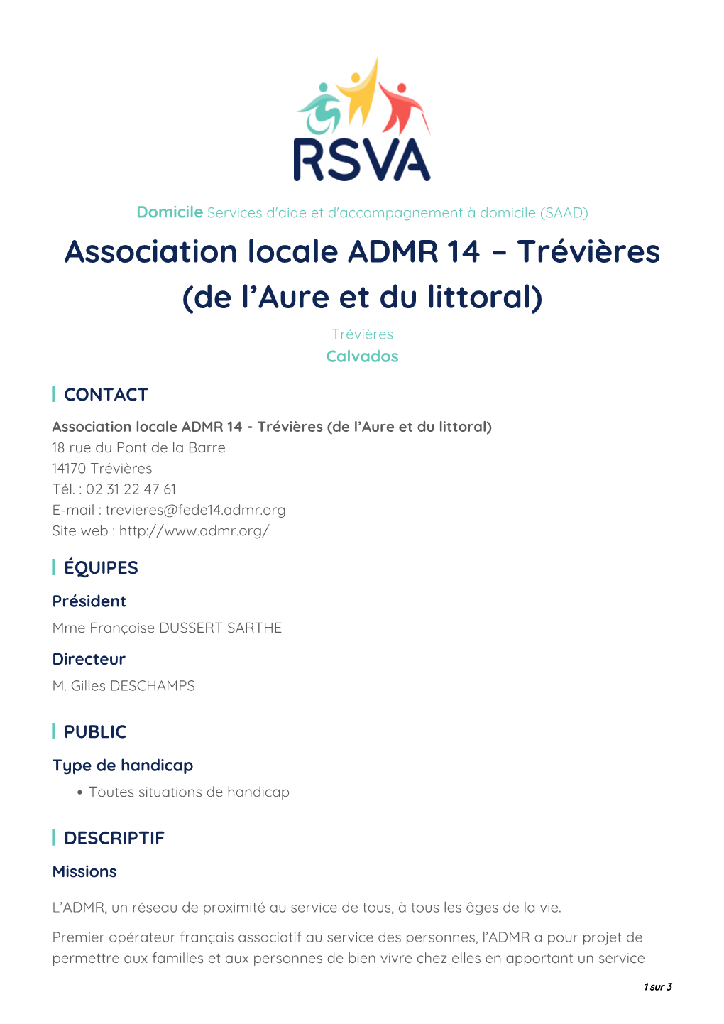 Association Locale ADMR 14 – Trévières (De L'aure Et Du Littoral)