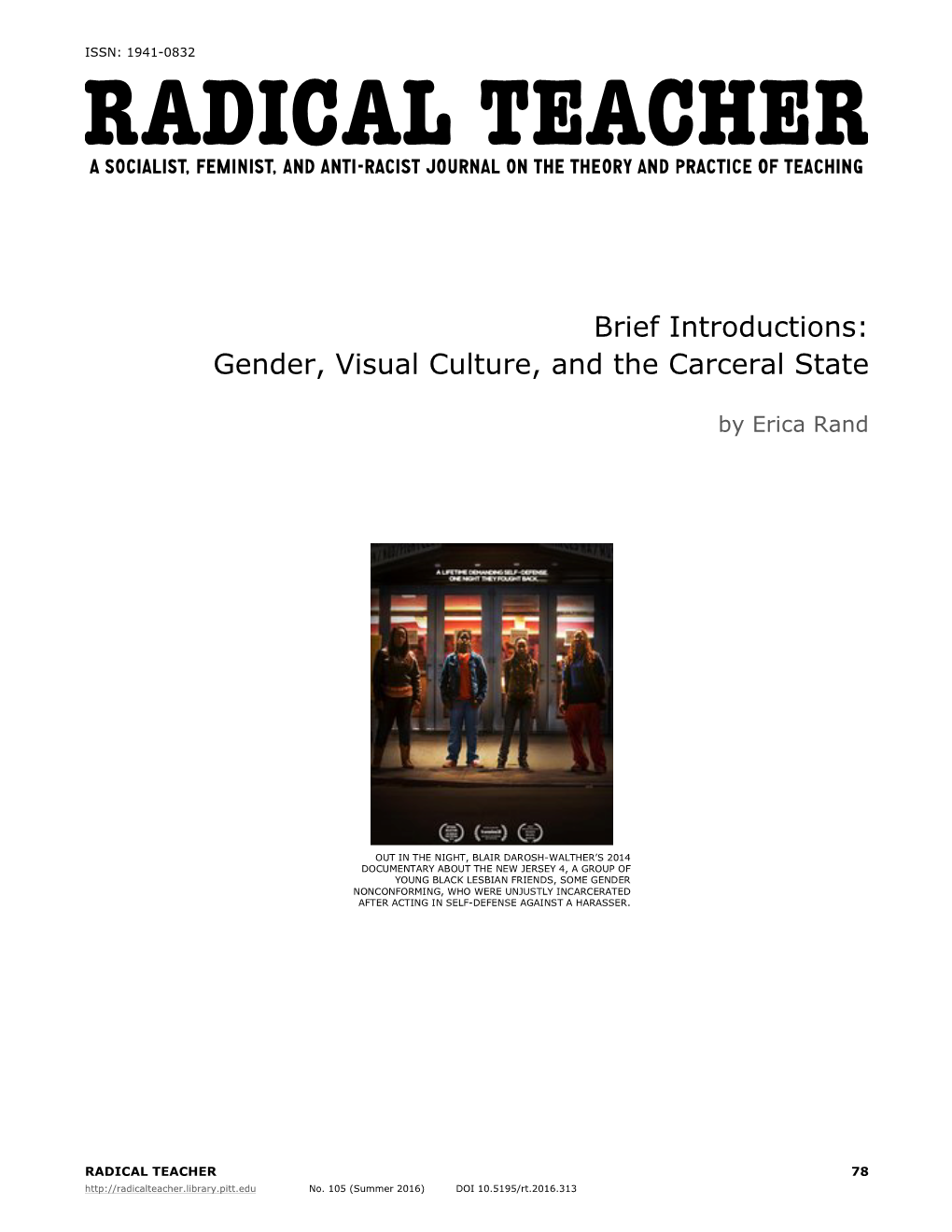 Gender, Visual Culture, and the Carceral State