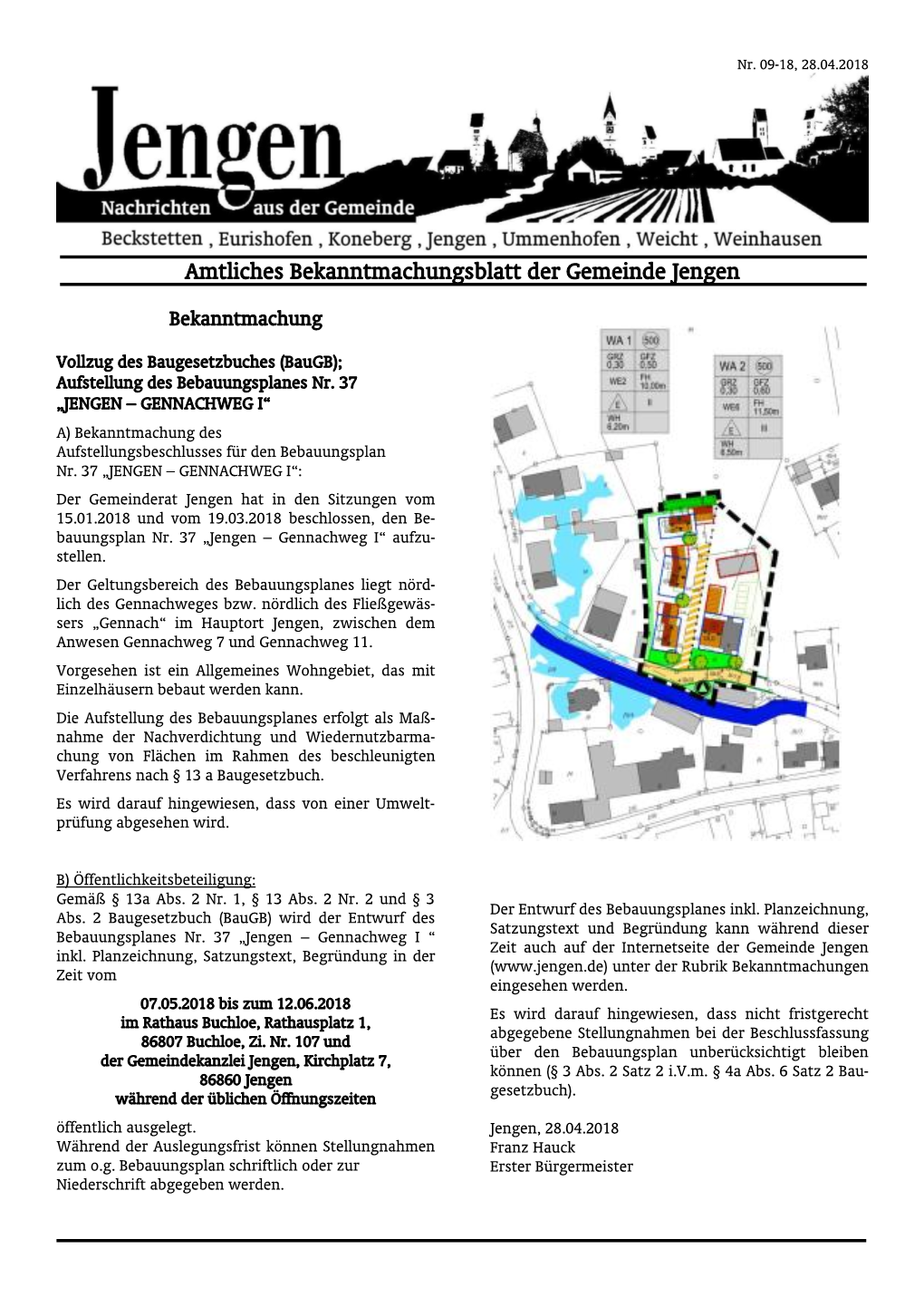 Amtliches Bekanntmachungsblatt Der Gemeinde Jengen