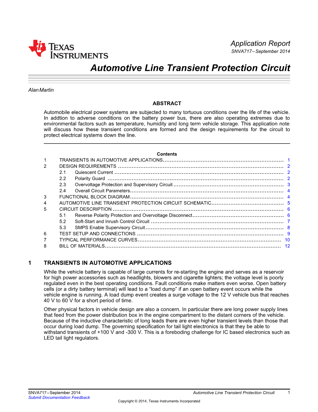 Automotive Line Transient Protection Circuit