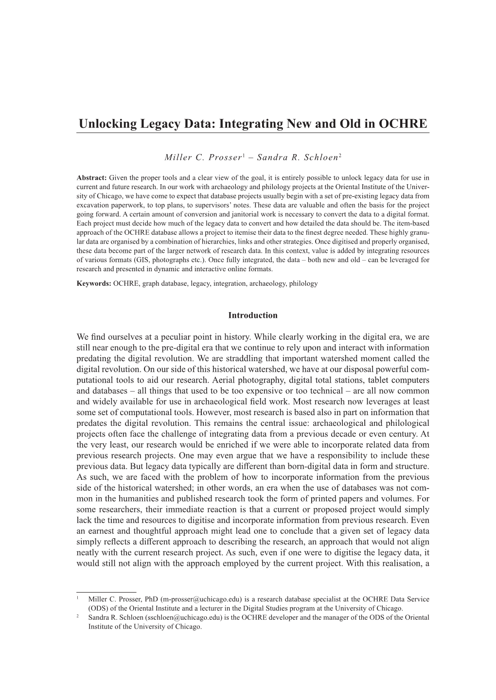 Unlocking Legacy Data: Integrating New and Old in OCHRE