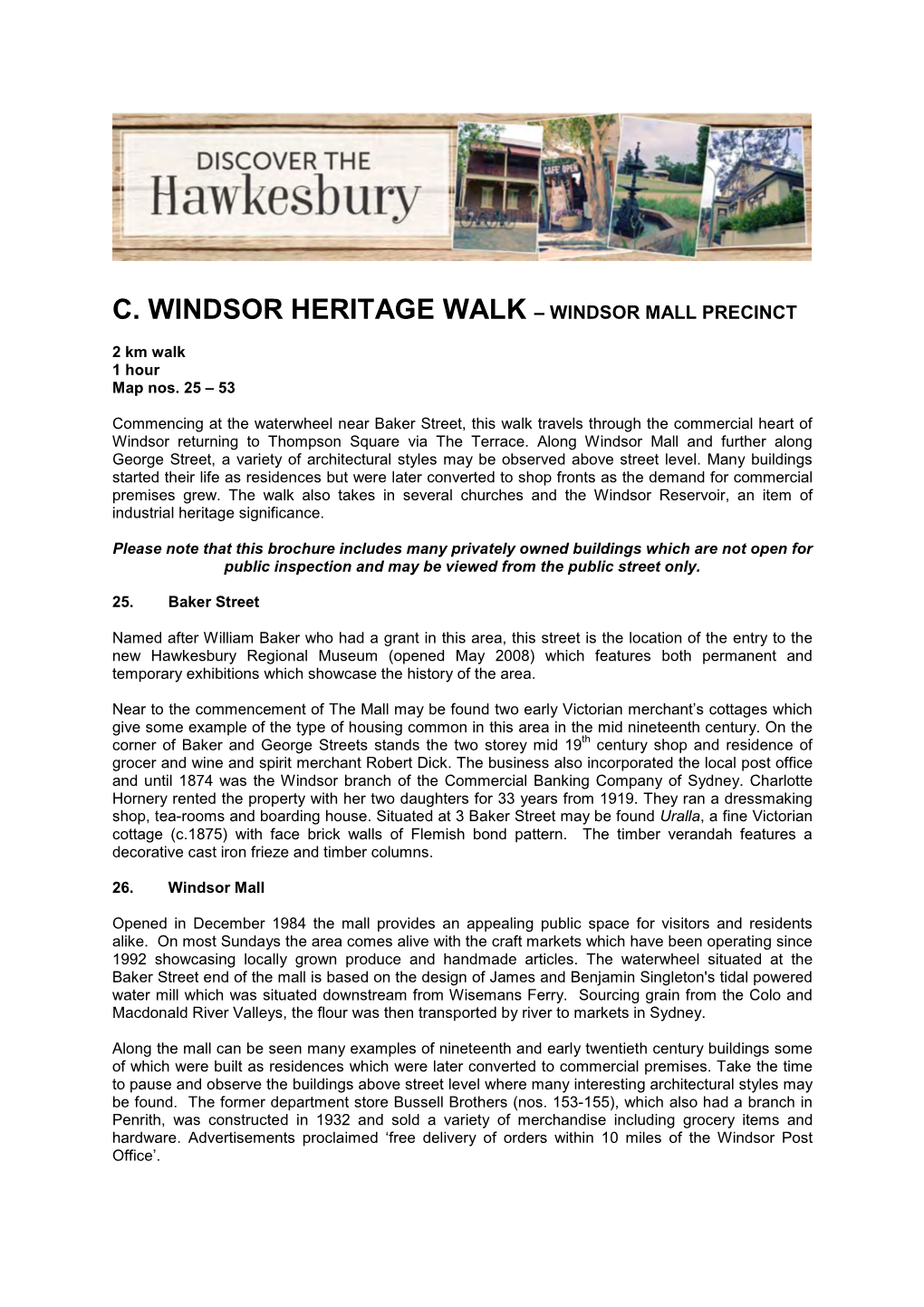 C. Windsor Heritage Walk – Windsor Mall Precinct