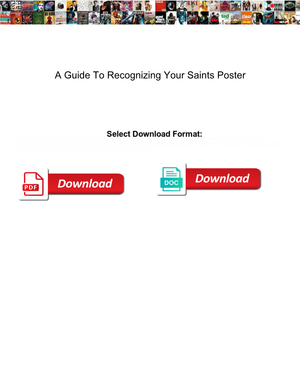 A Guide to Recognizing Your Saints Poster
