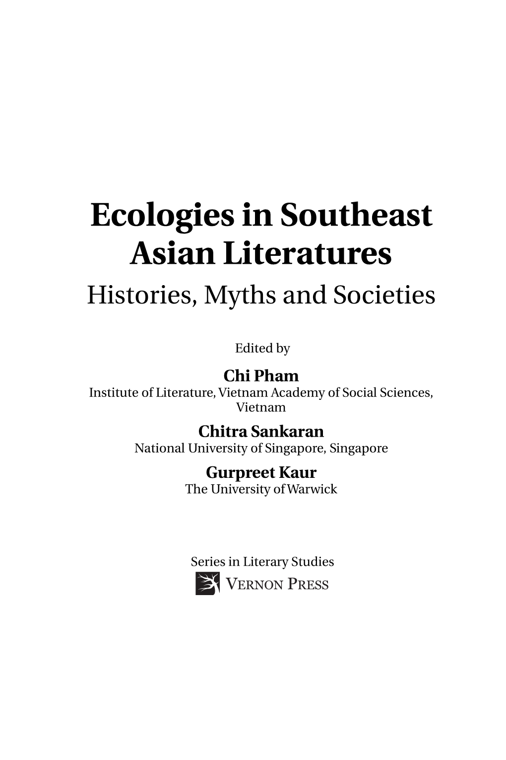 Ecologies in Southeast Asian Literatures