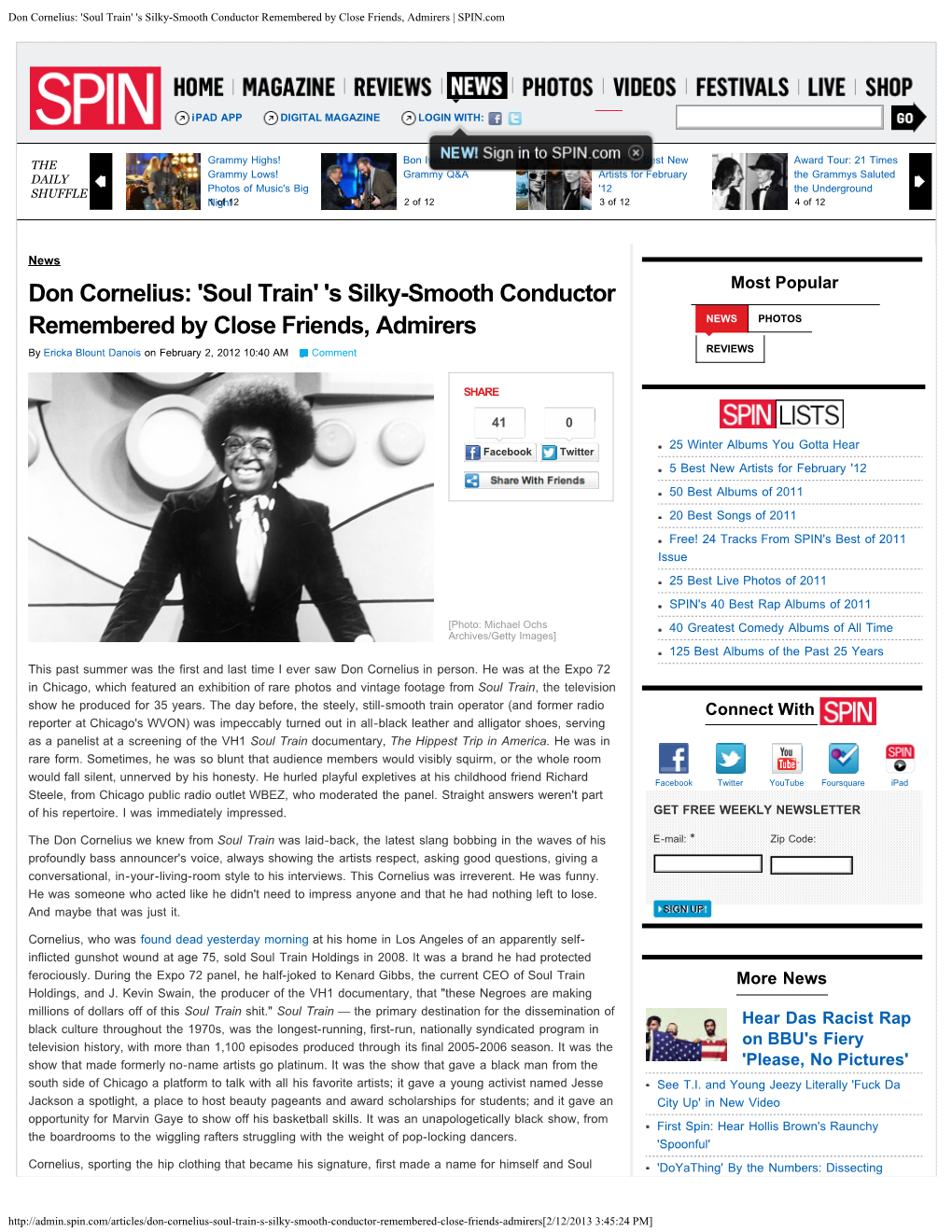 Don Cornelius: 'Soul Train' 'S Silky-Smooth Conductor Remembered by Close Friends, Admirers | SPIN.Com