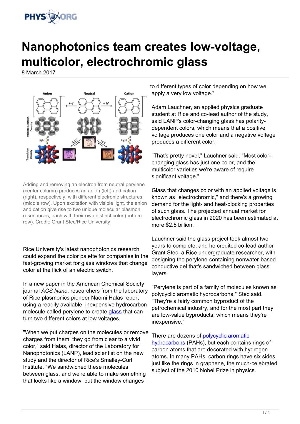 Nanophotonics Team Creates Low-Voltage, Multicolor, Electrochromic Glass 8 March 2017