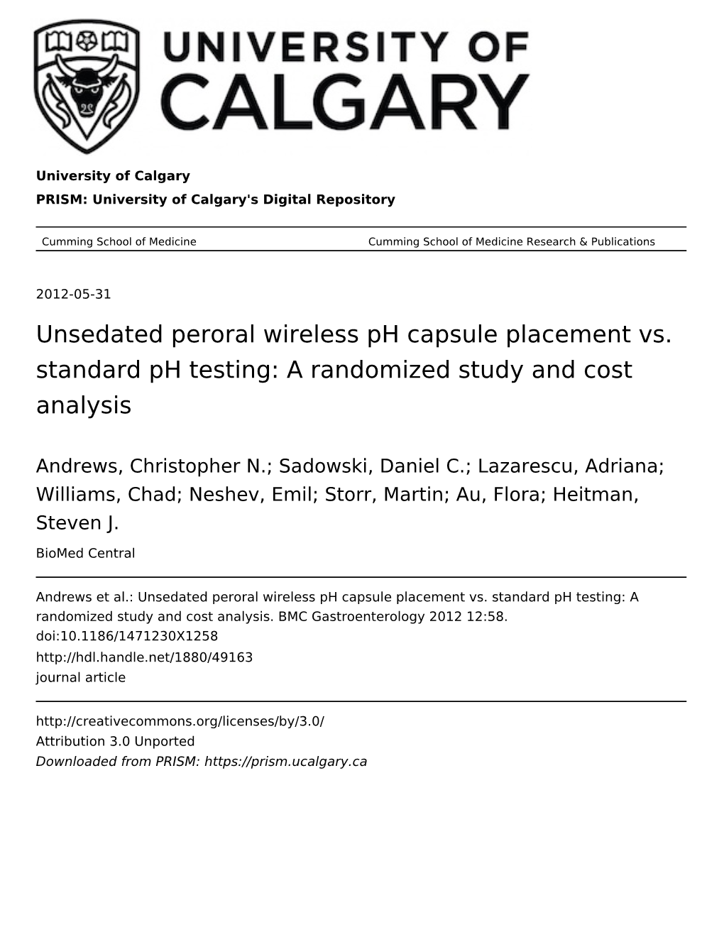 Unsedated Peroral Wireless Ph Capsule Placement Vs. Standard Ph Testing: a Randomized Study and Cost Analysis