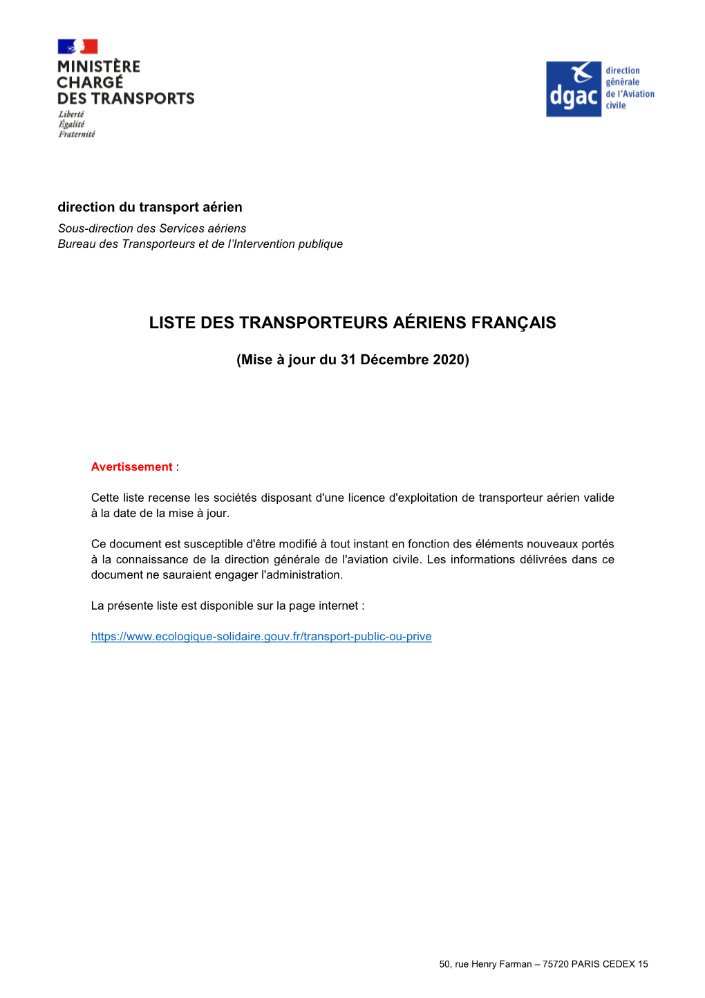 Liste Des Transporteurs Aériens Français