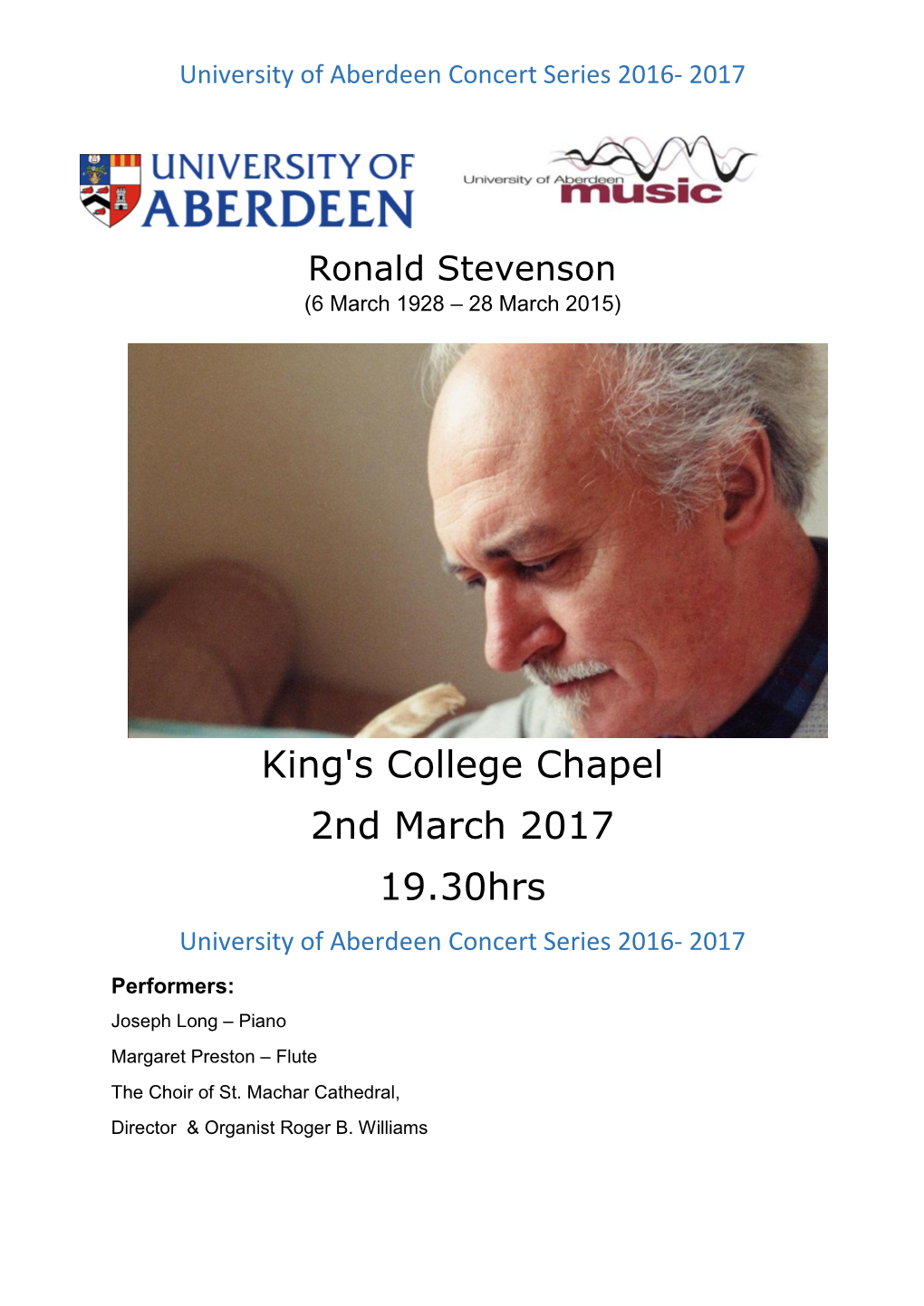 King's College Chapel 2Nd March 2017 19.30Hrs