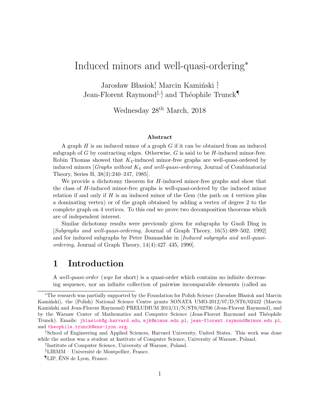 Induced Minors and Well-Quasi-Ordering∗