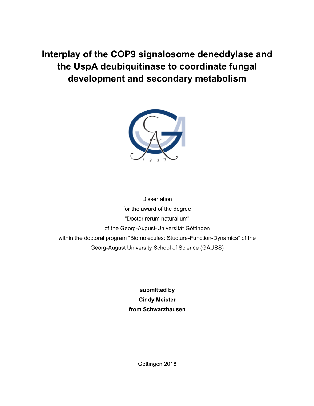 Interplay of the COP9 Signalosome Deneddylase and the Uspa Deubiquitinase to Coordinate Fungal Development and Secondary Metabolism
