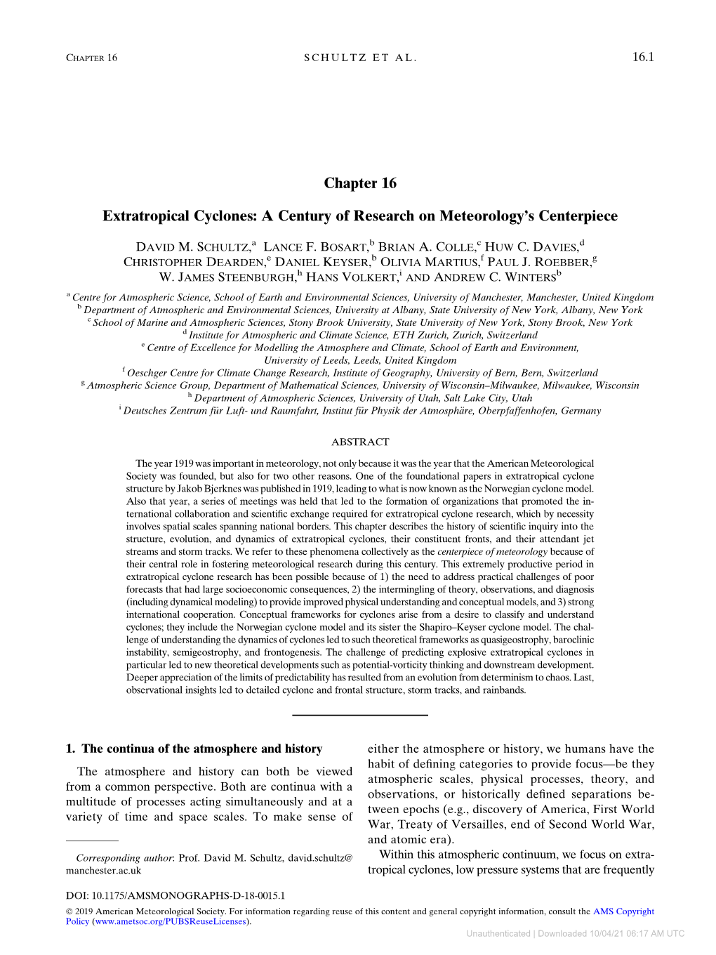 Chapter 16 Extratropical Cyclones: a Century of Research On