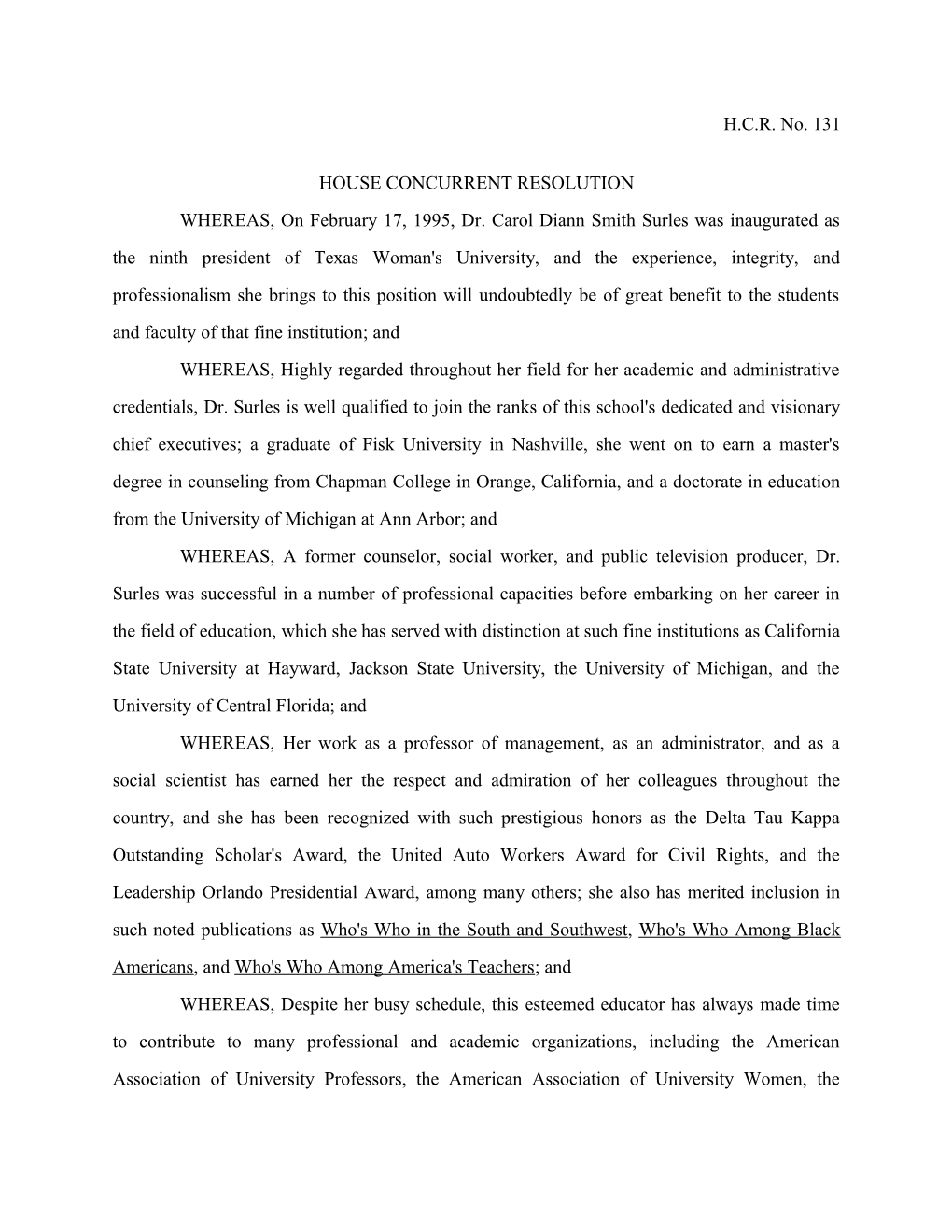 House Concurrent Resolution s1