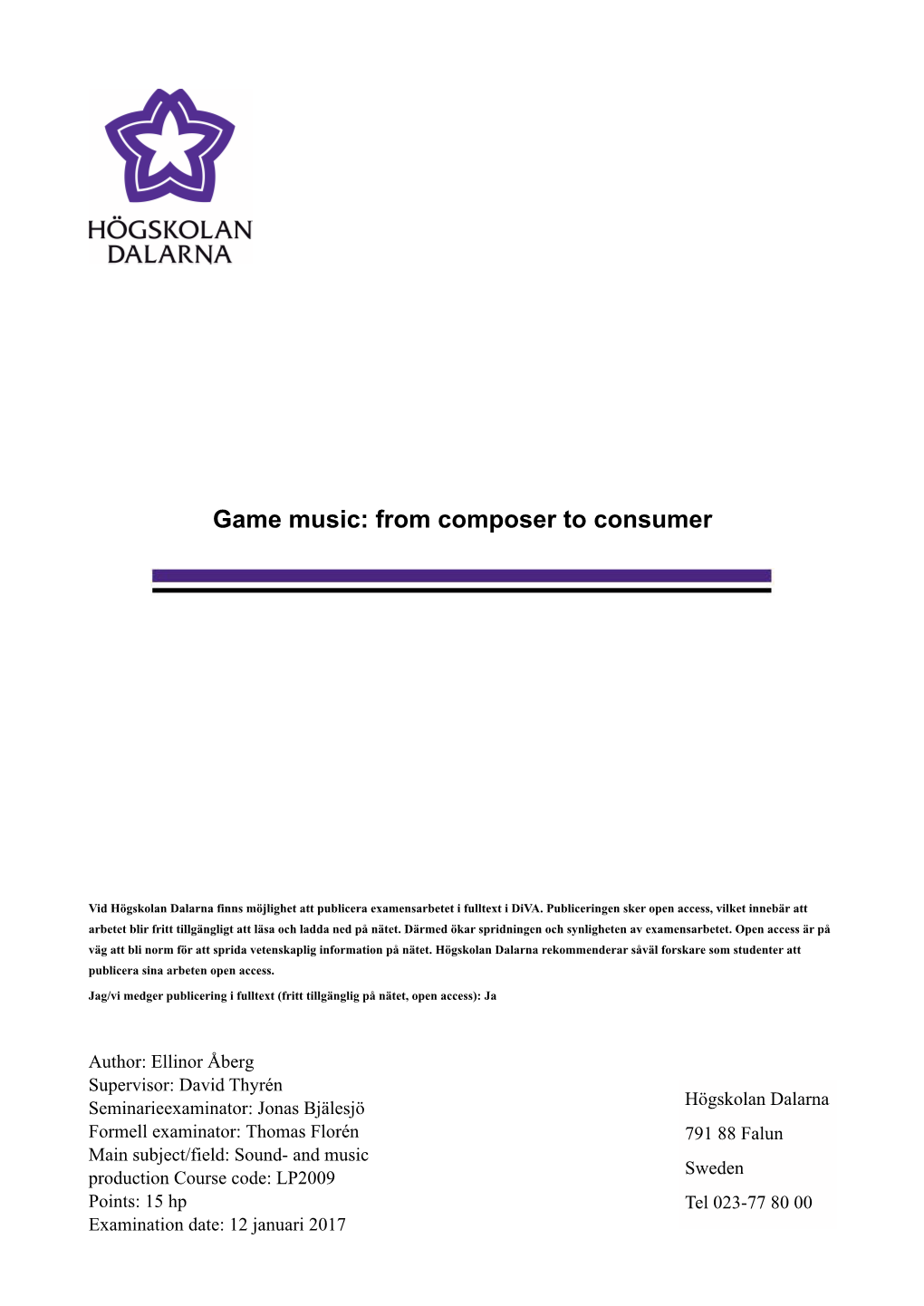 Game Music: from Composer to Consumer