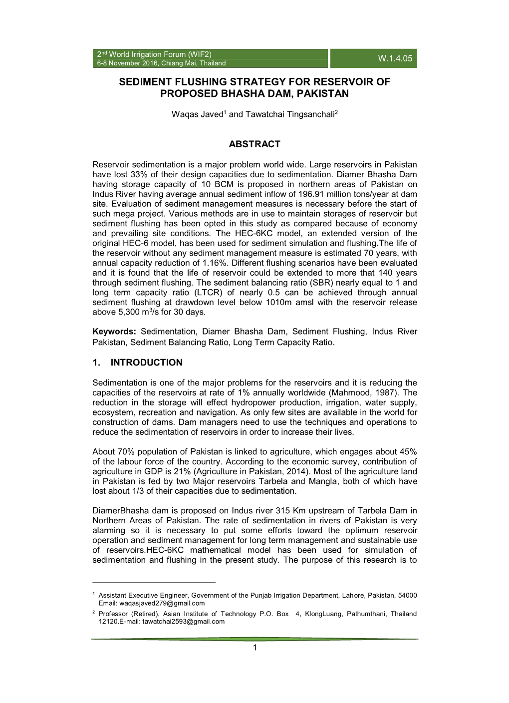 Sediment Flushing Strategy for Reservoir of Proposed Bhasha Dam, Pakistan