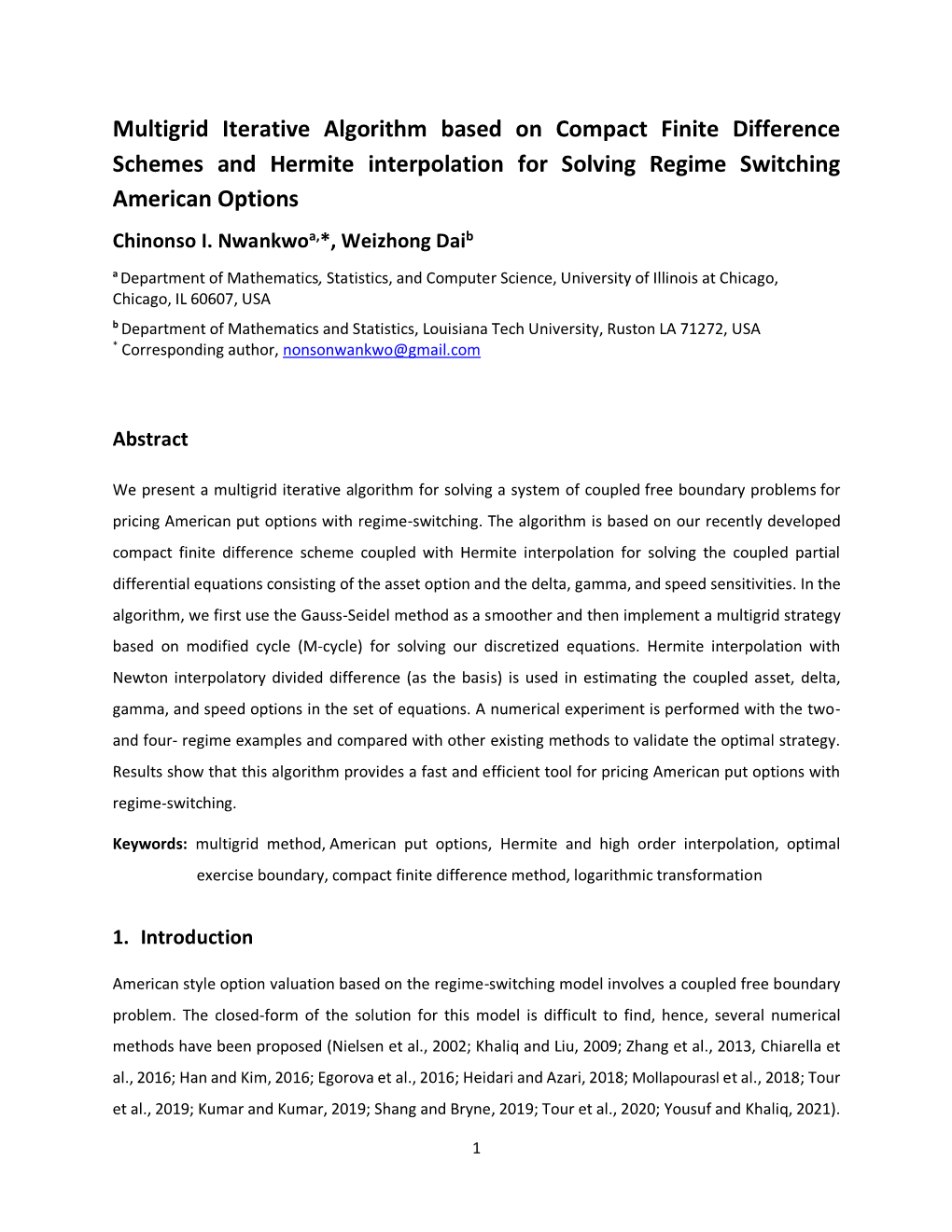 Multigrid Iterative Algorithm Based on Compact Finite Difference Schemes and Hermite Interpolation for Solving Regime Switching American Options Chinonso I