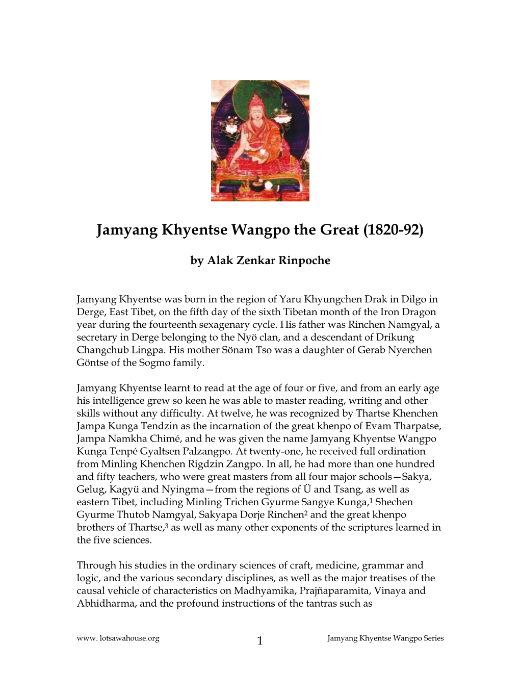 Jamyang Khyentse Wangpo the Great (1820-92)