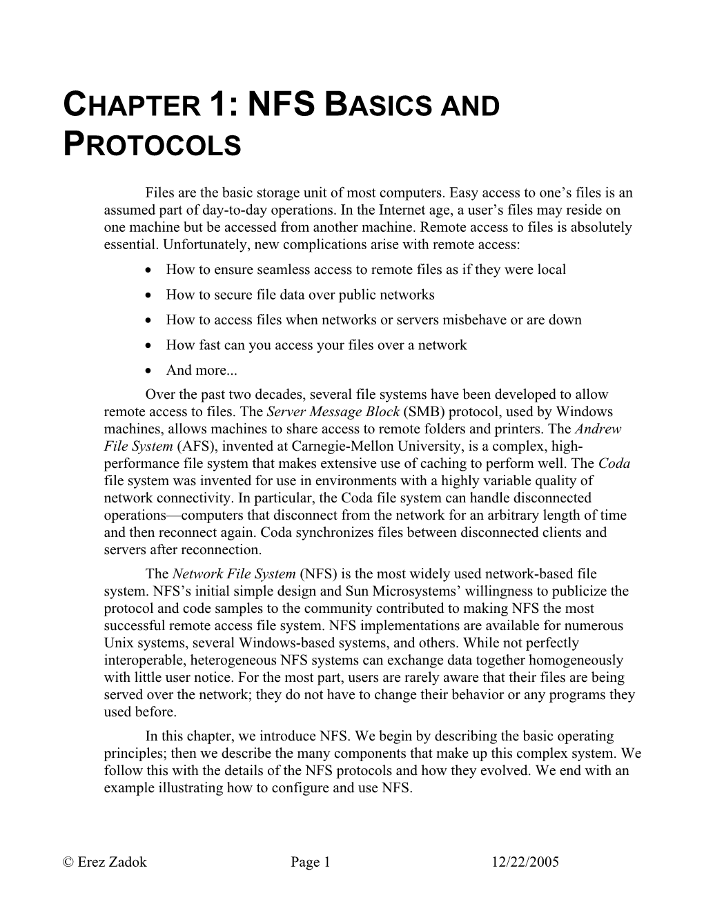 Chapter 1: Nfs Basics and Protocols