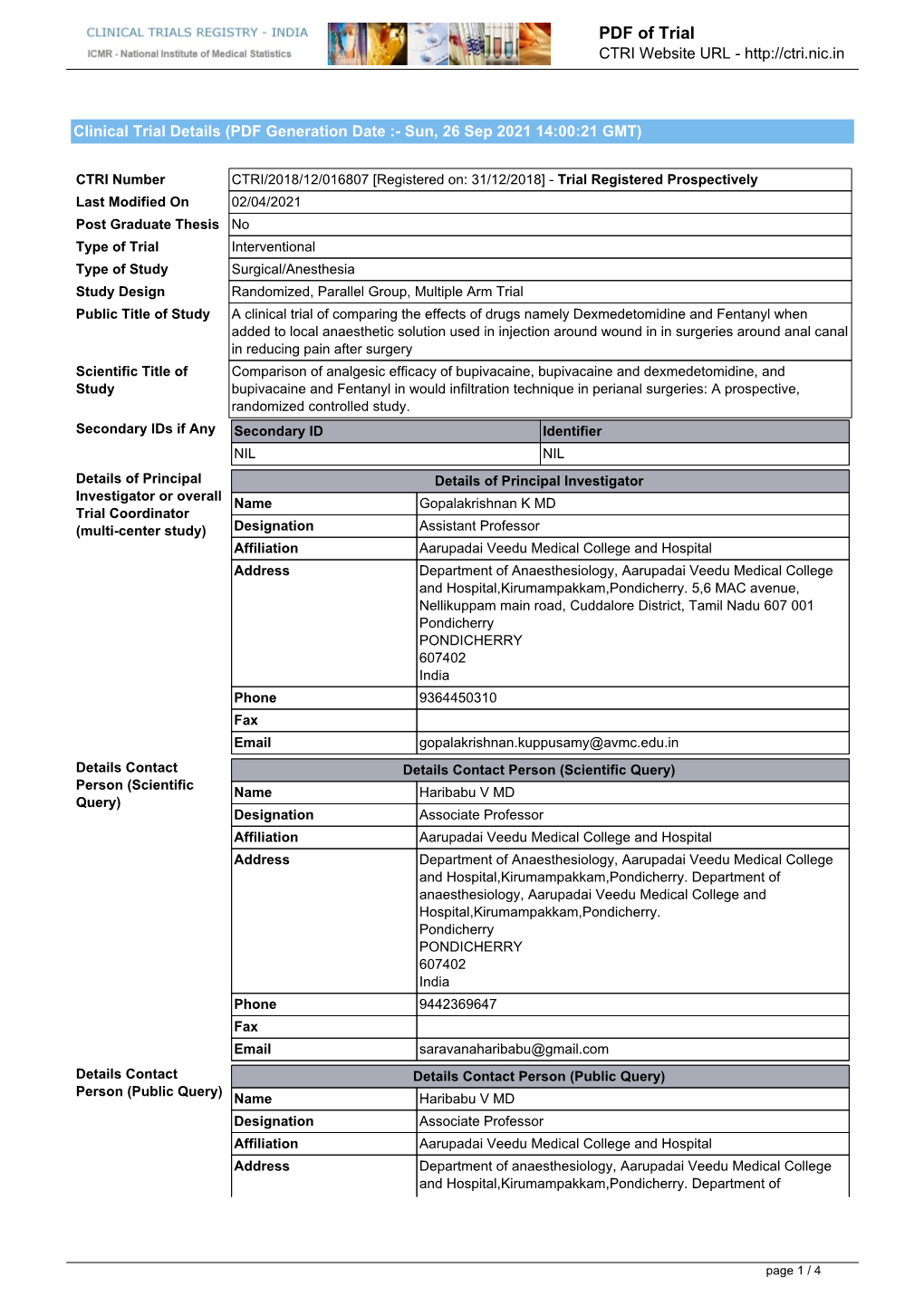 CTRI Trial Data