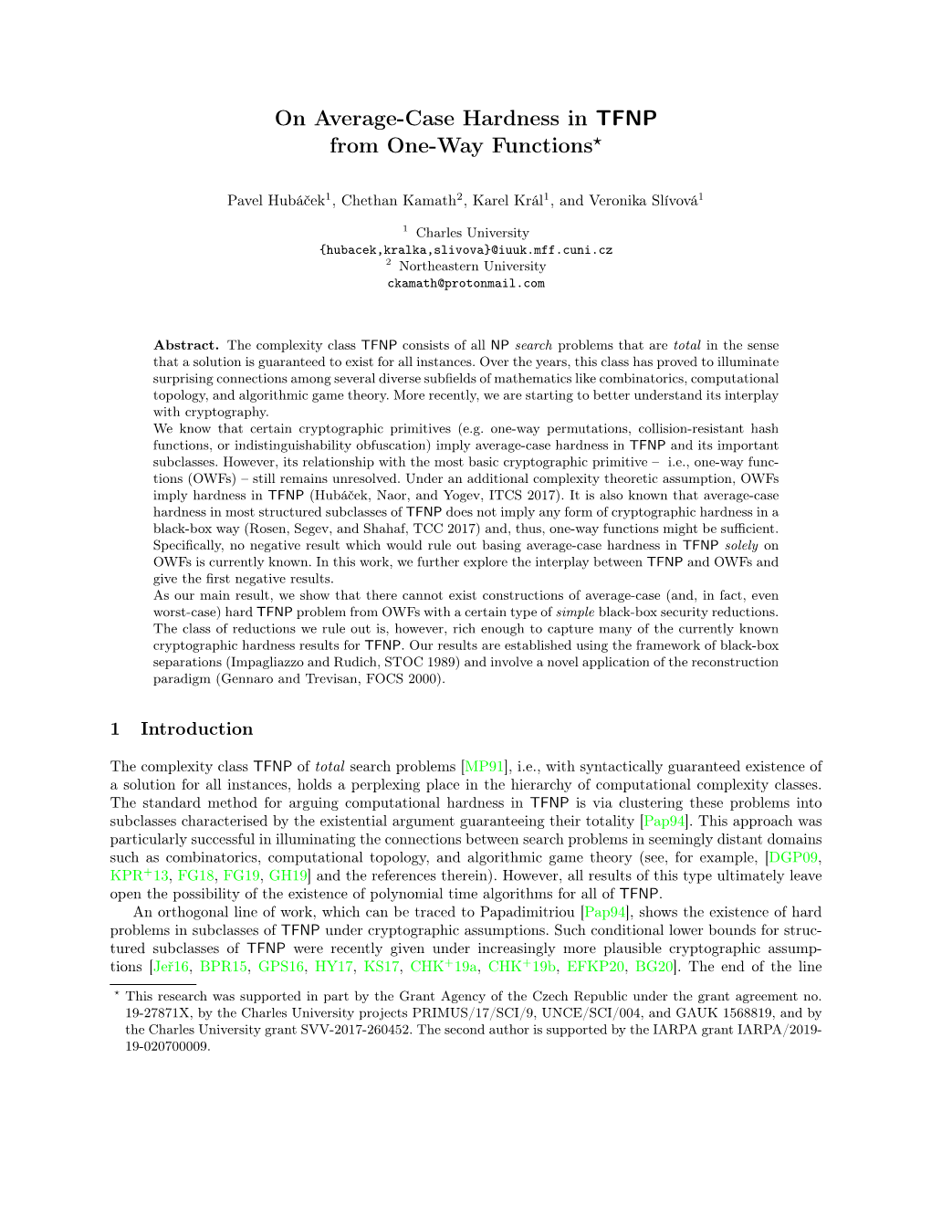 On Average-Case Hardness in TFNP from One-Way Functions⋆