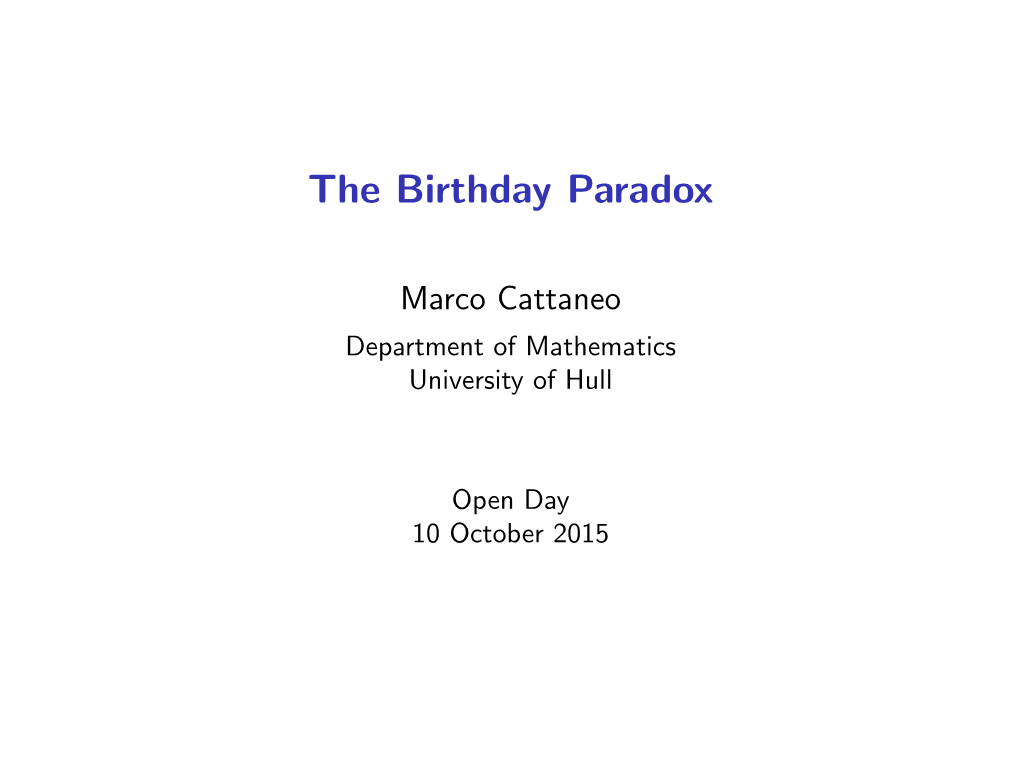 The Birthday Paradox