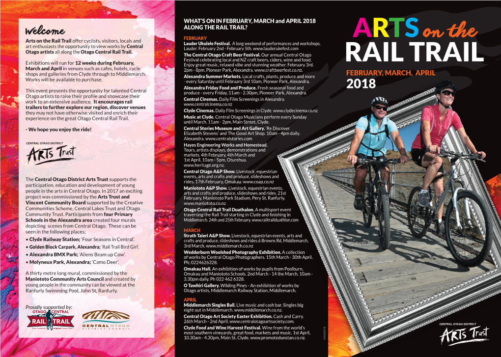 RAIL TRAIL? Welcome FEBRUARY ARTS Arts on the Rail Trail Offer Cyclists, Visitors, Locals and Lauder Ukulele Festival