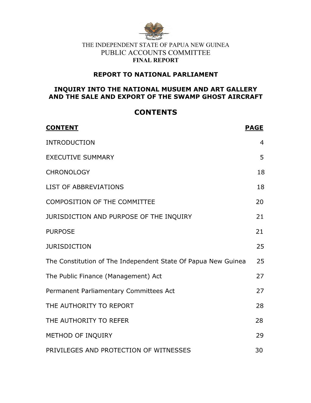 Public Accounts Committee Contents