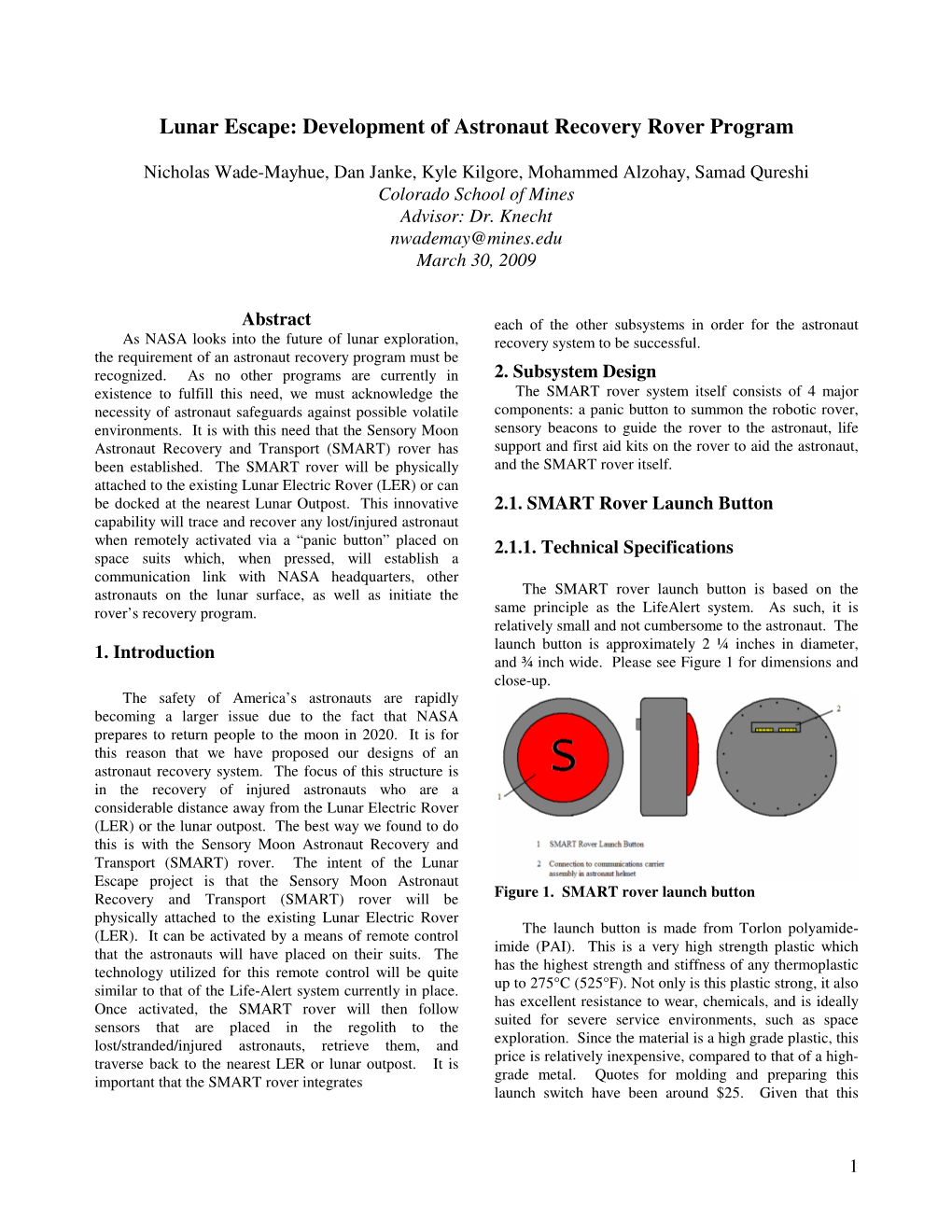 Lunar Escape: Development of Astronaut Recovery Rover Program