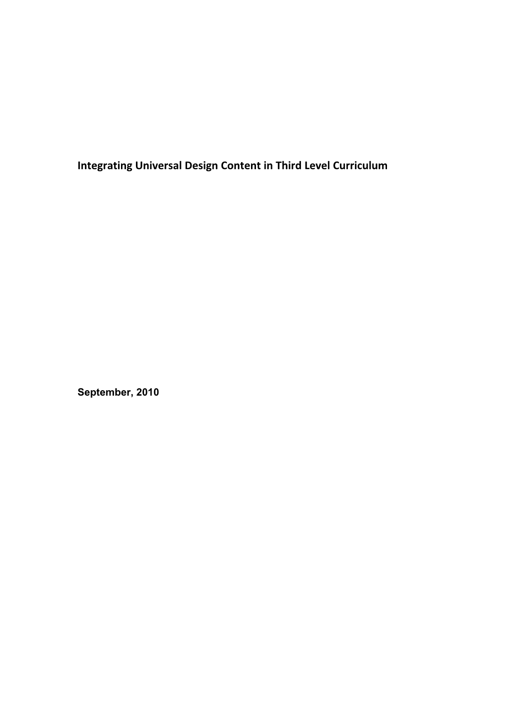 Integrating Universal Design Content in Third Level Curriculum