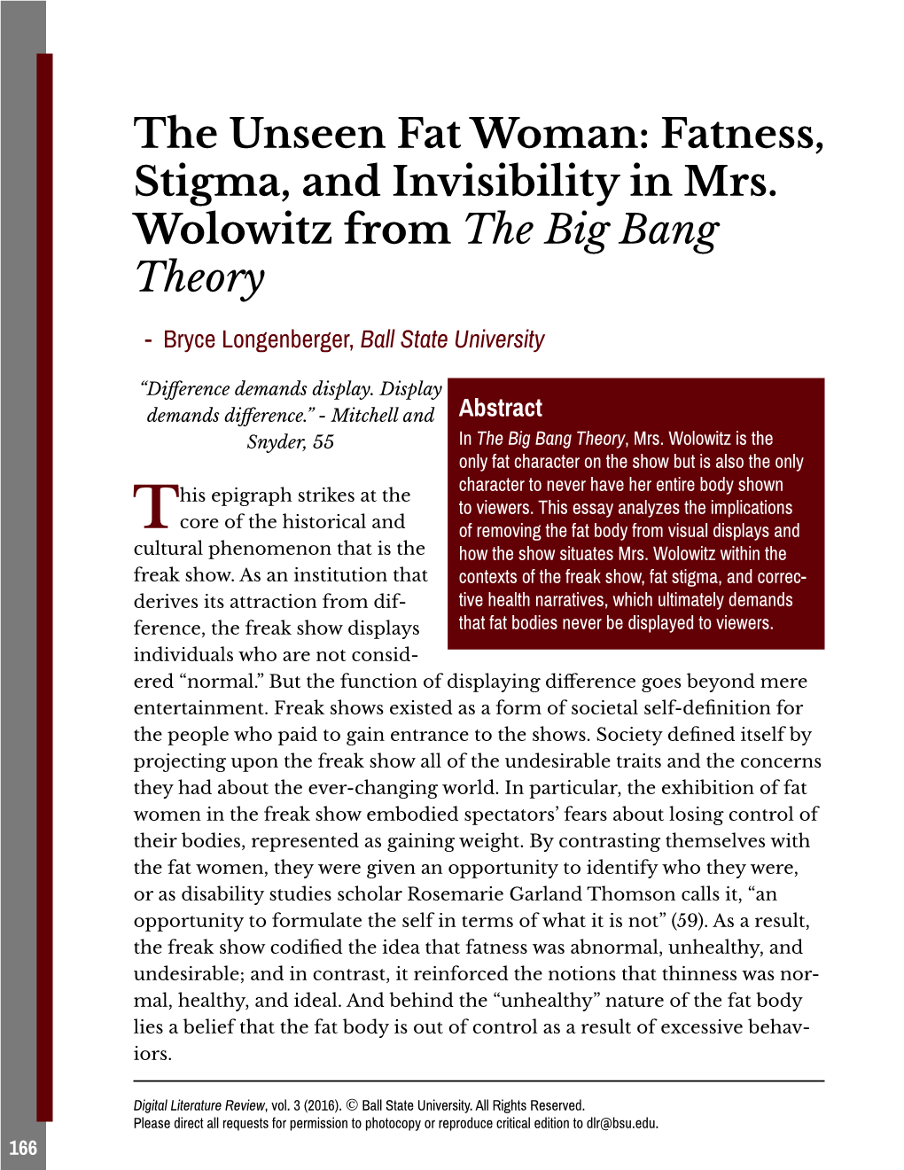 Fatness, Stigma, and Invisibility in Mrs. Wolowitz from the Big Bang Theory